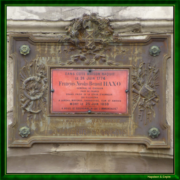 Plaque sur la maison natale de Rémy Joseph Isidore Haxo