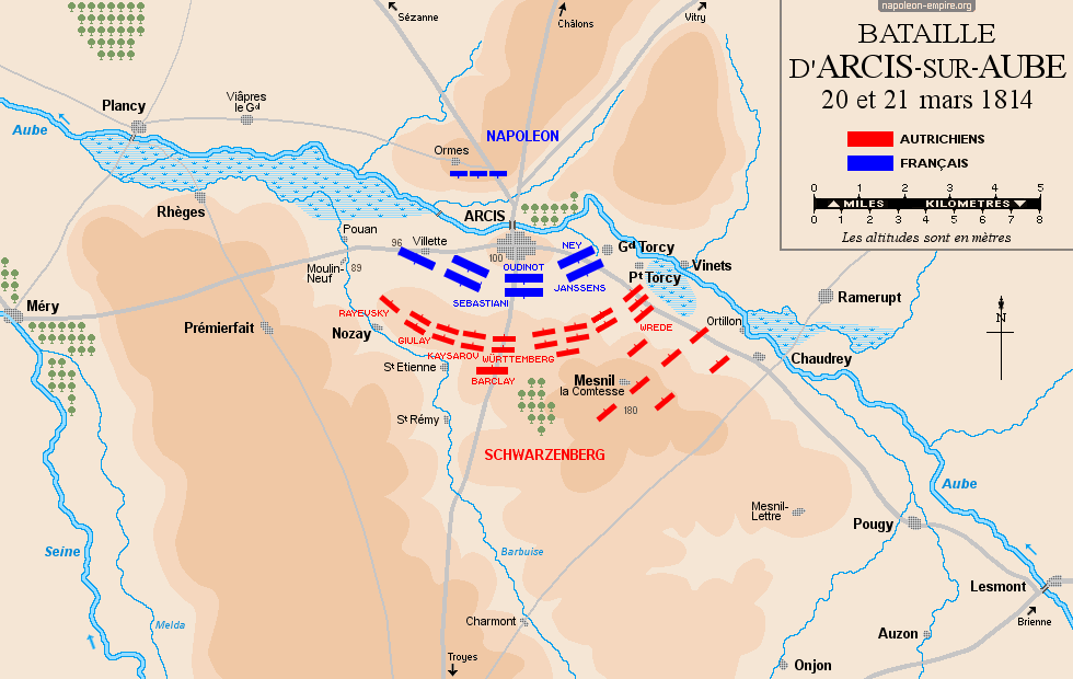 Plan de la bataille d'Arcis-sur-Aube