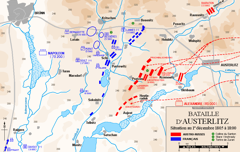 Batailles napoléoniennes - Carte 1 de la bataille d'Austerlitz