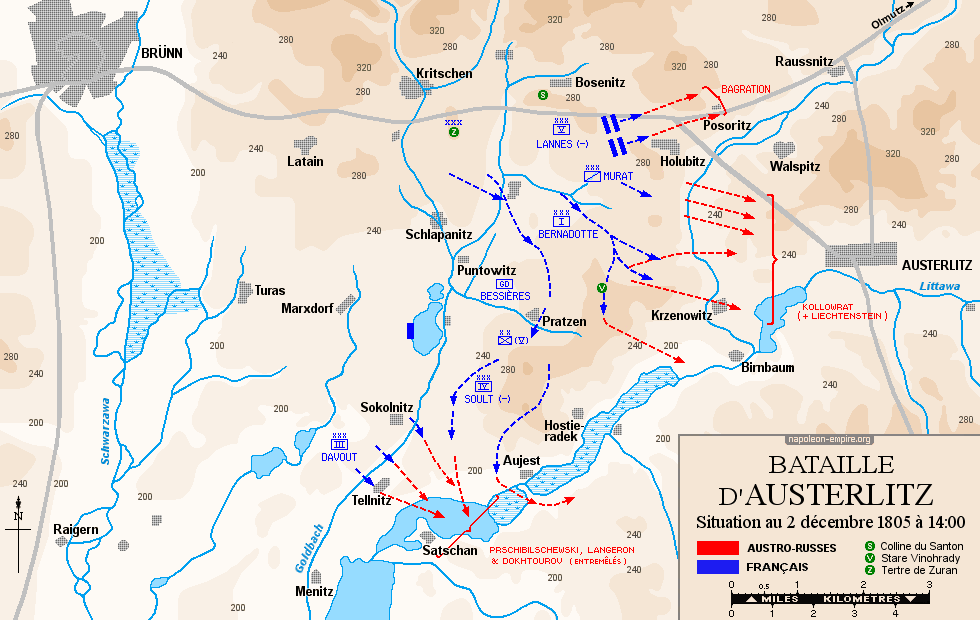 Batailles napoléoniennes - Carte 3 de la bataille d'Austerlitz