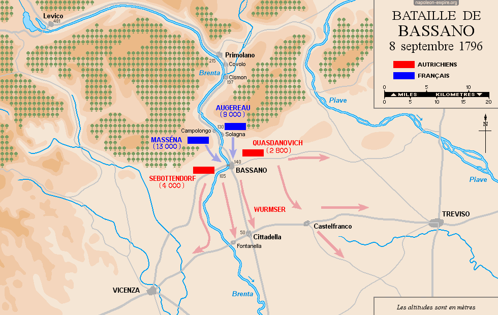 Plan de la bataille de Bassano 