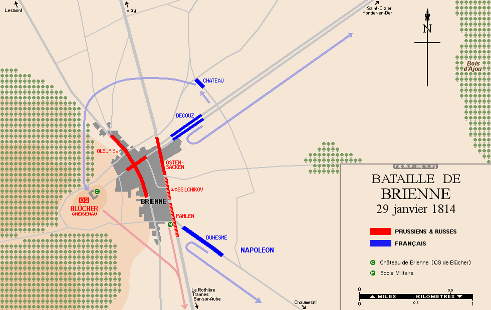 Plan de la bataille de Brienne