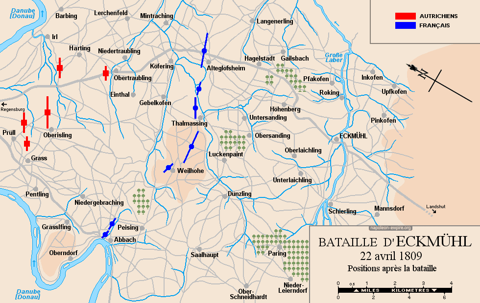 Plan de la bataille d'Eckmühl  - Positions après la bataille