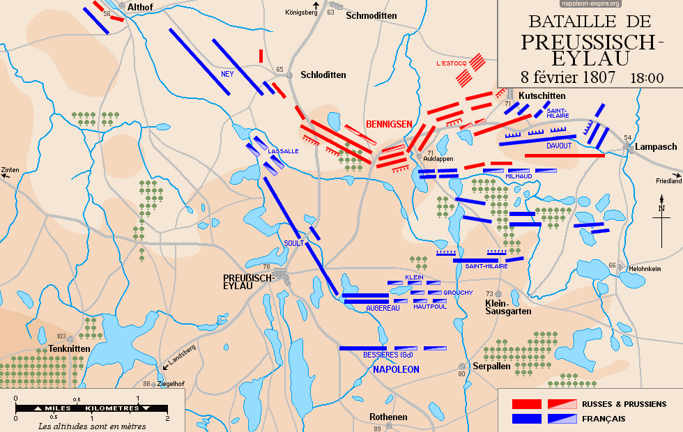 Plan de la bataille d'Eylau 