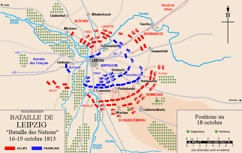 Batailles napoléoniennes - Carte 2 de la bataille de Leipzig