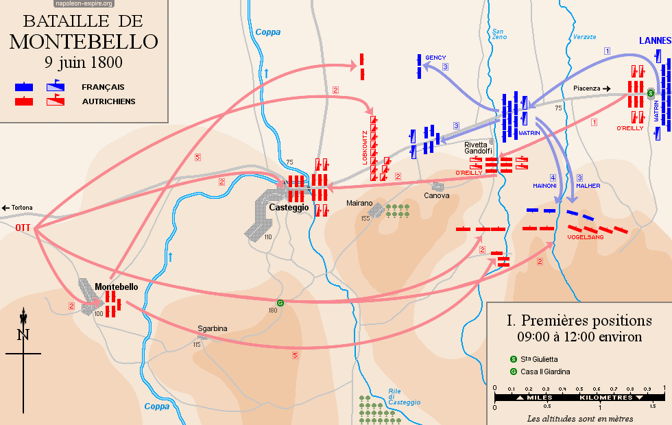 Plan de la bataille de Montebello - Premières positions