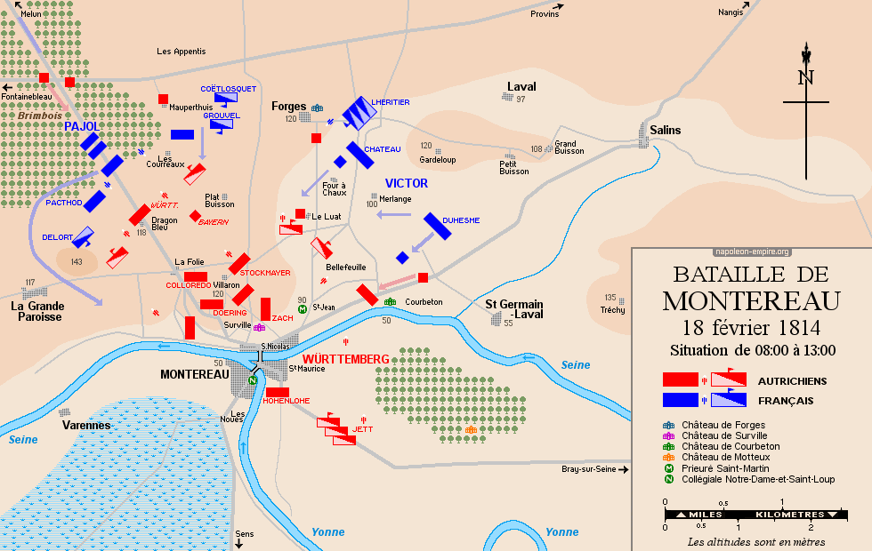 Batailles napoléoniennes - Carte 1 de la bataille de Montereau