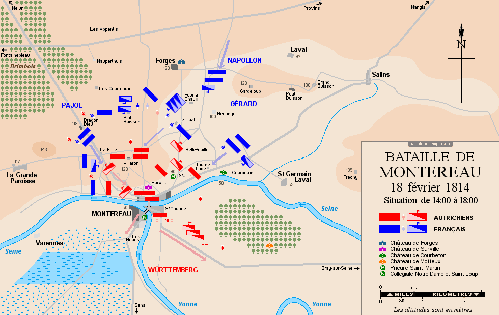 Batailles napoléoniennes - Carte 2 de la bataille de Montereau