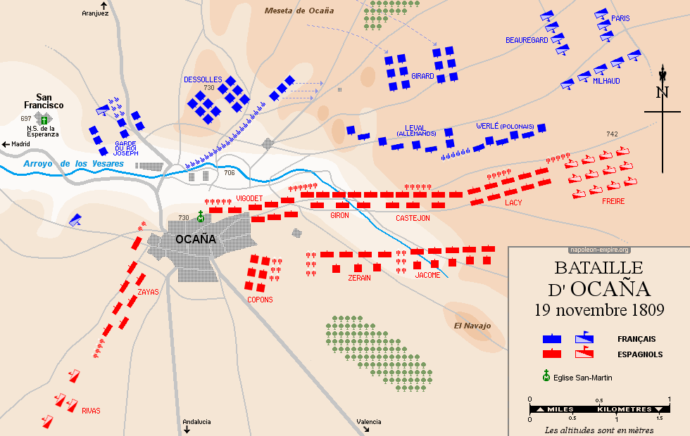 Batailles napoléoniennes - Carte de la bataille d'Ocaña