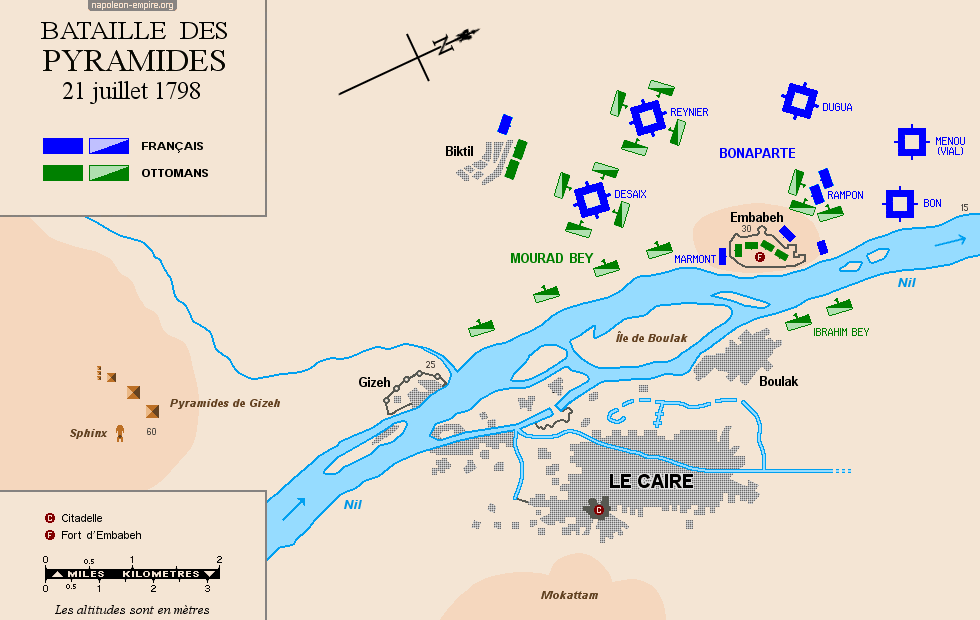 Batailles napoléoniennes - Carte de la bataille des Pyramides