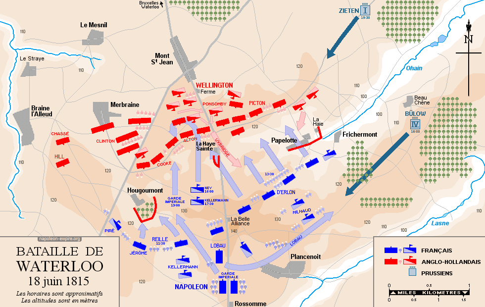 Plan de la bataille de Waterloo (Mont-Saint-Jean)