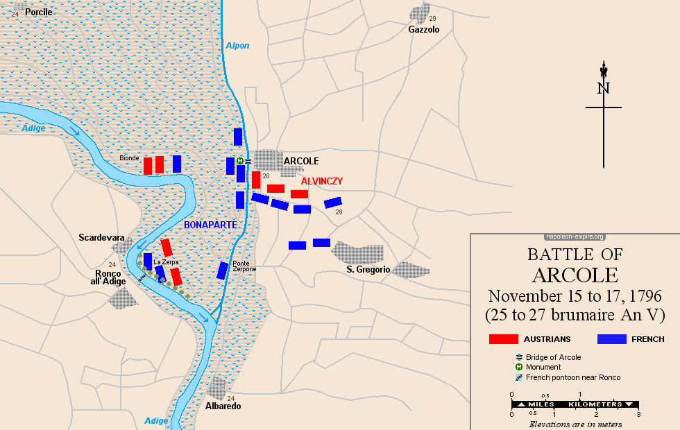 Napoleonic battles - Map of the Battle of Arcole