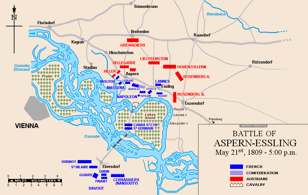 Map of the battle of Aspern-Essling