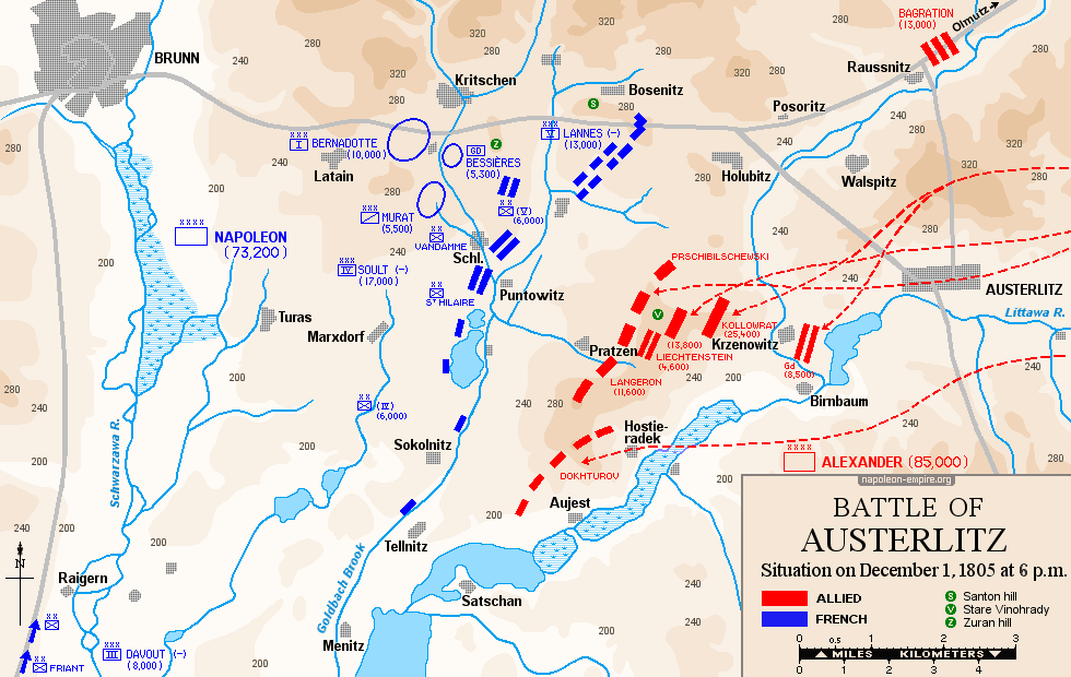 Napoleonic battles - Map #1 of the Battle of Austerlitz
