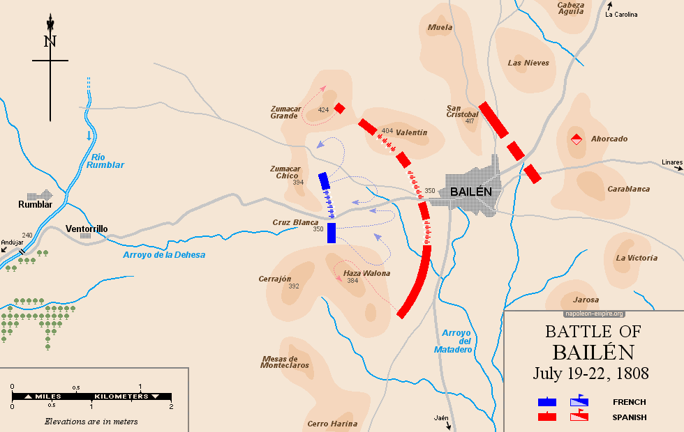 Map of the battle of Bailén