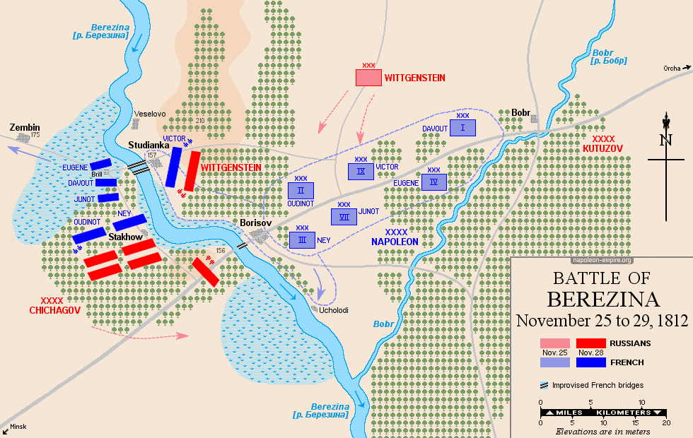 Napoleonic battles - Map of the Battle of Berezina