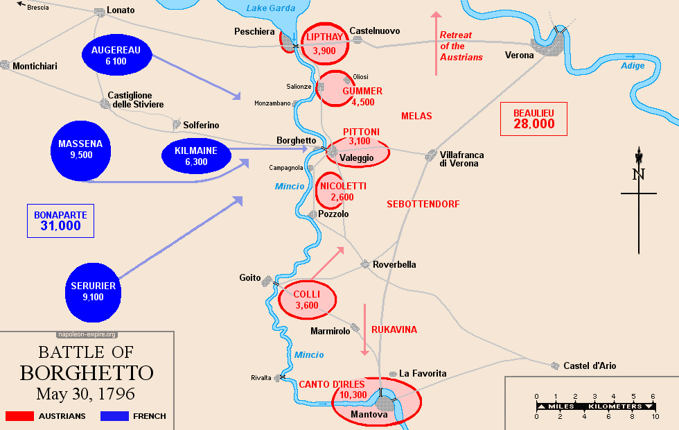 Napoleonic battles - Map of the Battle of Borghetto