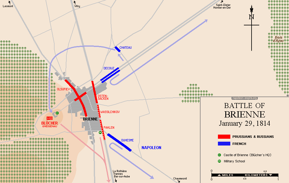 Map of the battle of Brienne