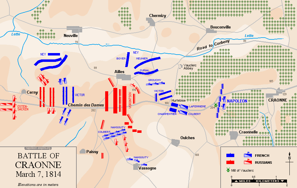 Map of the battle of Craonne