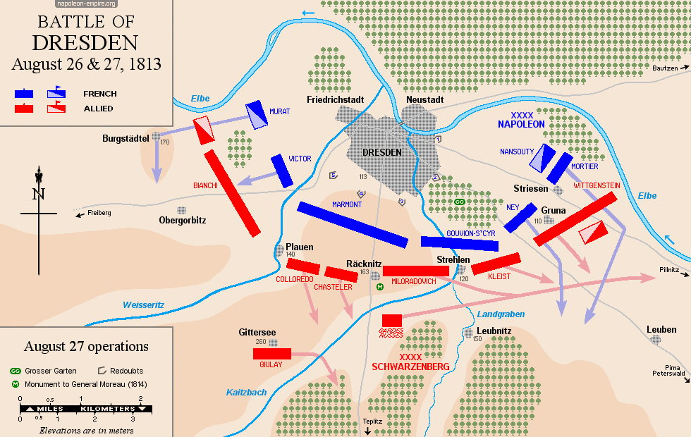 Napoleonic battles - Map of the Battle of Dresden