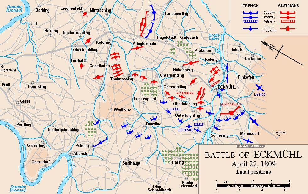 Napoleonic battles - Map #1 of the Battle of Eckmühl