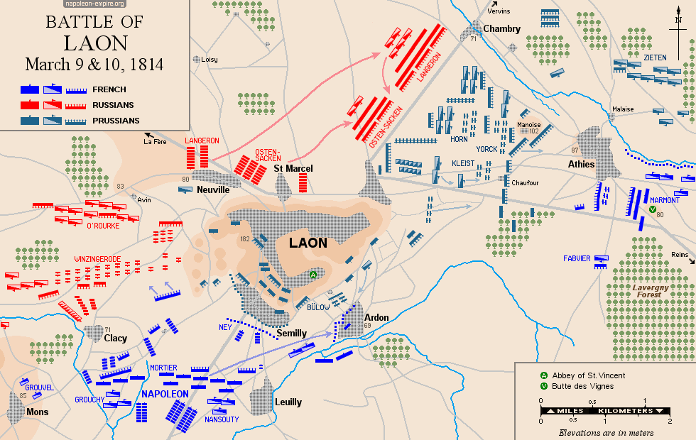Napoleonic battles - Map of the Battle of Laon