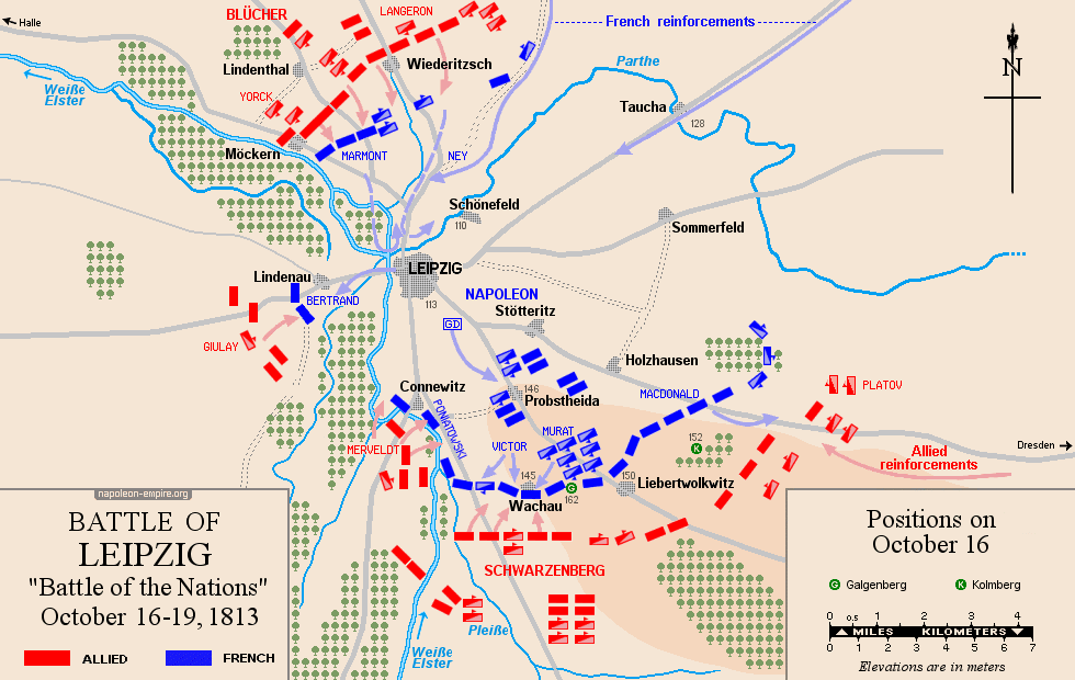 Napoleonic battles - Map #1 of the Battle of Leipzig