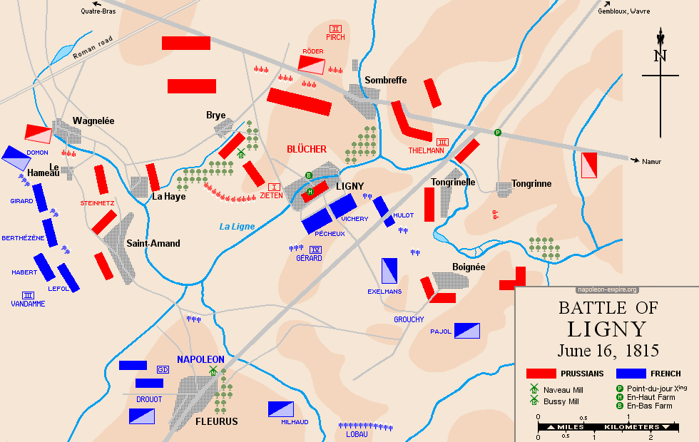 Napoleonic battles - Map of the Battle of Ligny