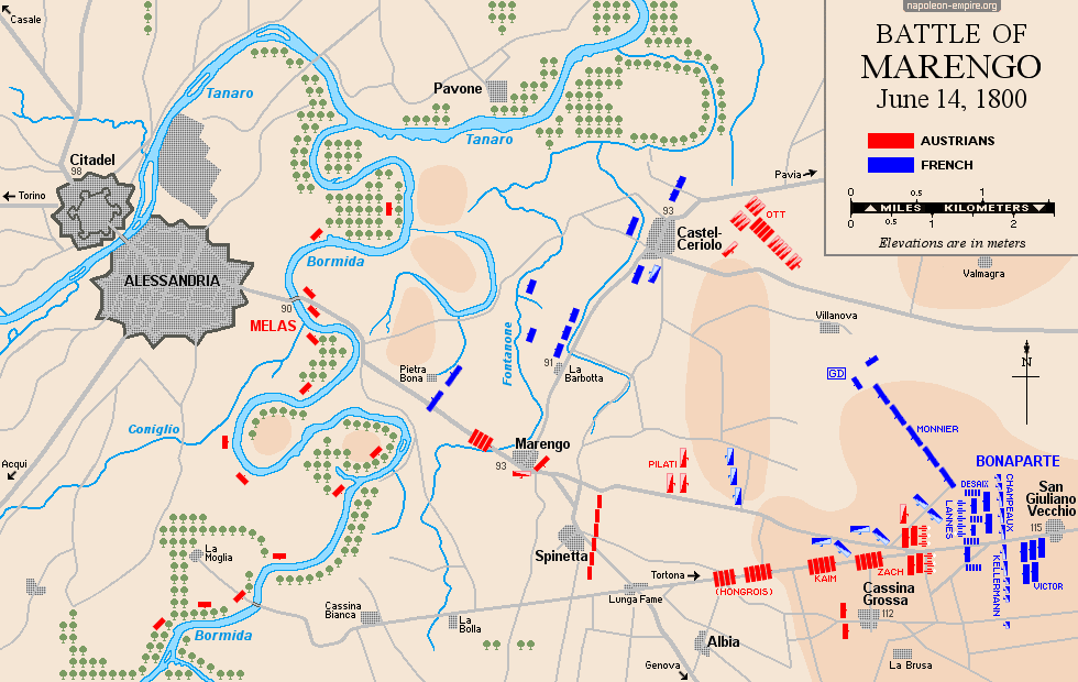 Map of the battle of Marengo