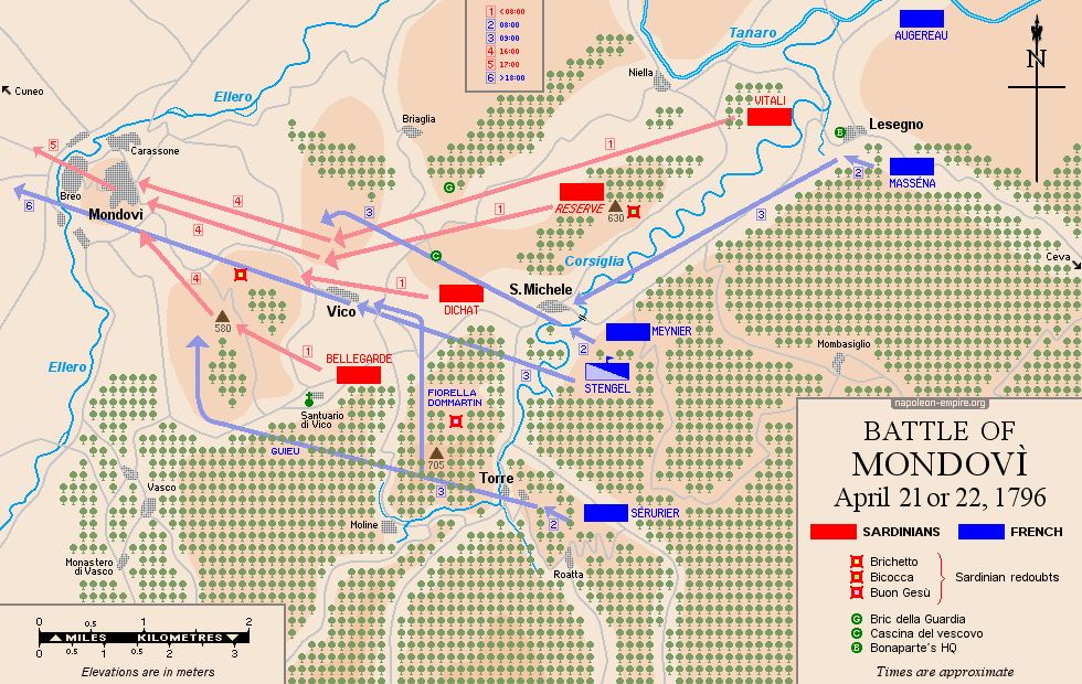 Napoleonic battles - Map of the Battle of Mondovì