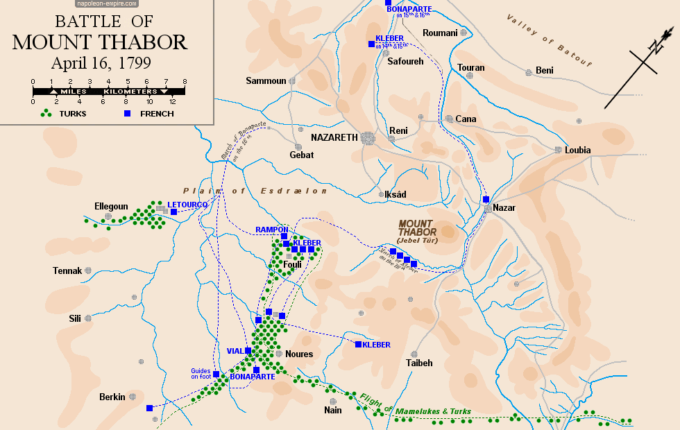 Map of the battle of Mount Tabor