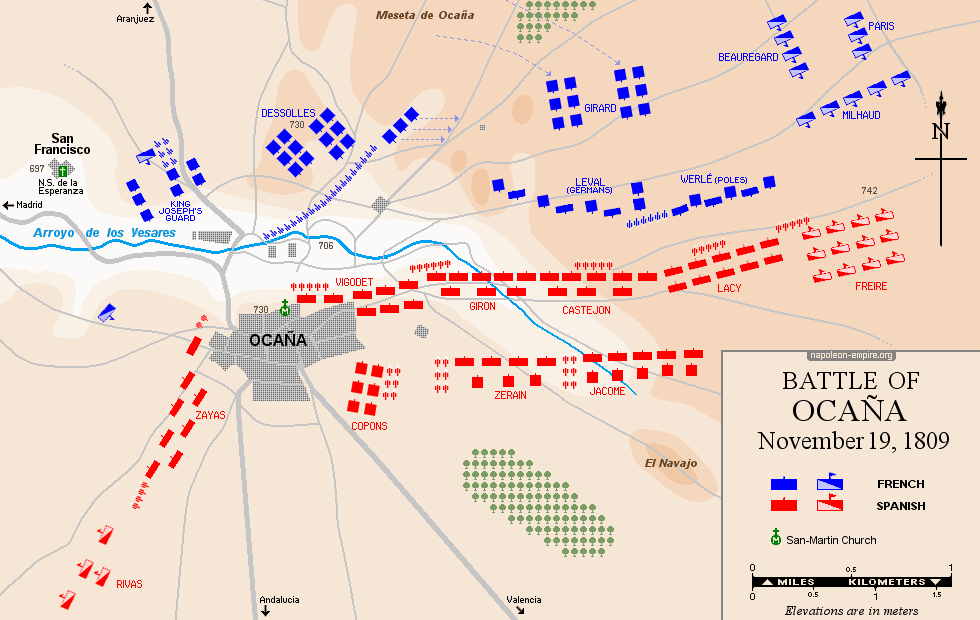 Napoleonic battles - Map of the Battle of Ocaña in Spain