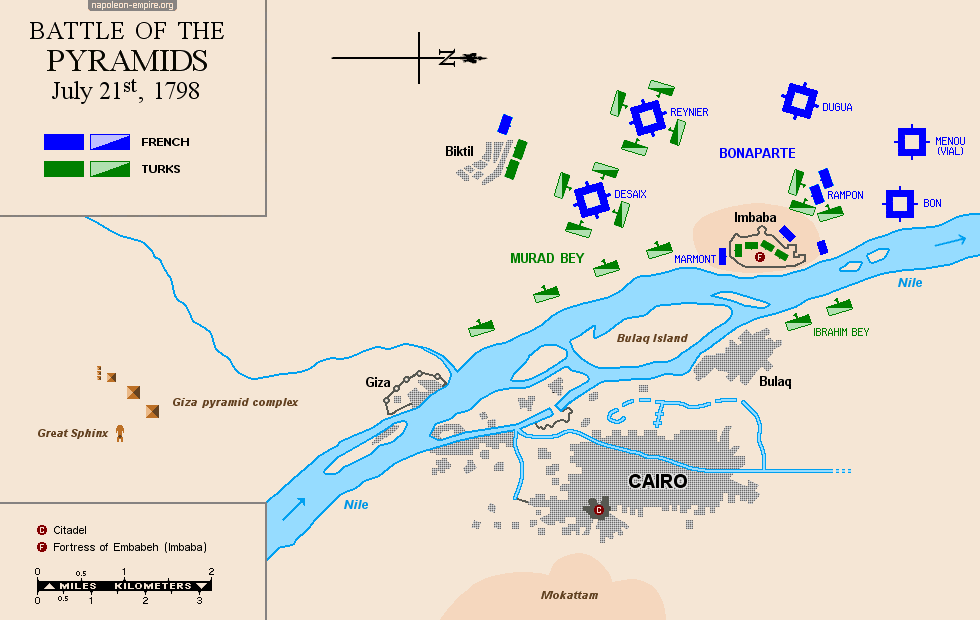 Map of the battle of the Pyramids (Battle of Embabeh)