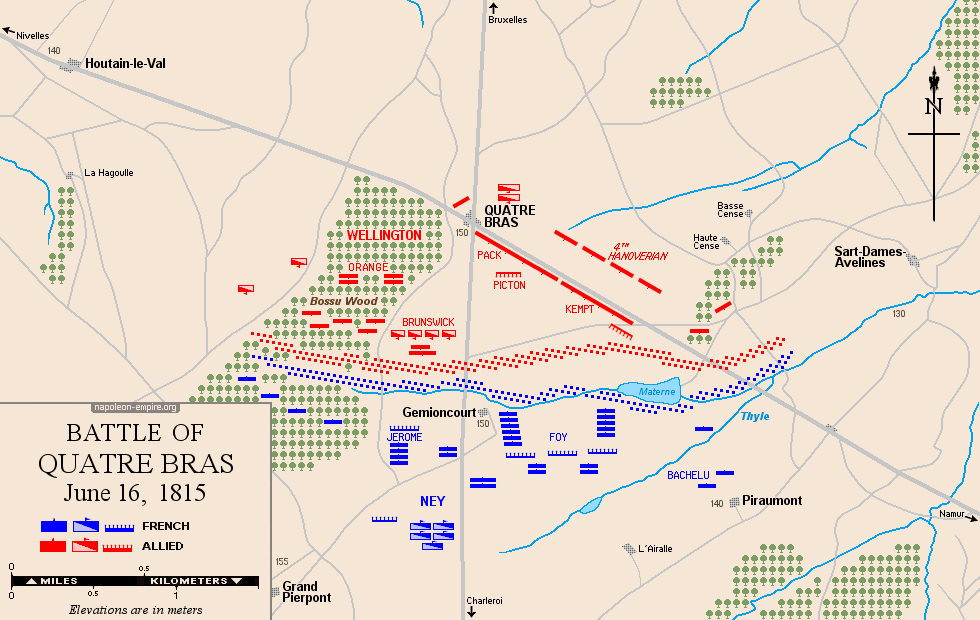Napoleonic Battles - Map of the battle of Quatre-Bras