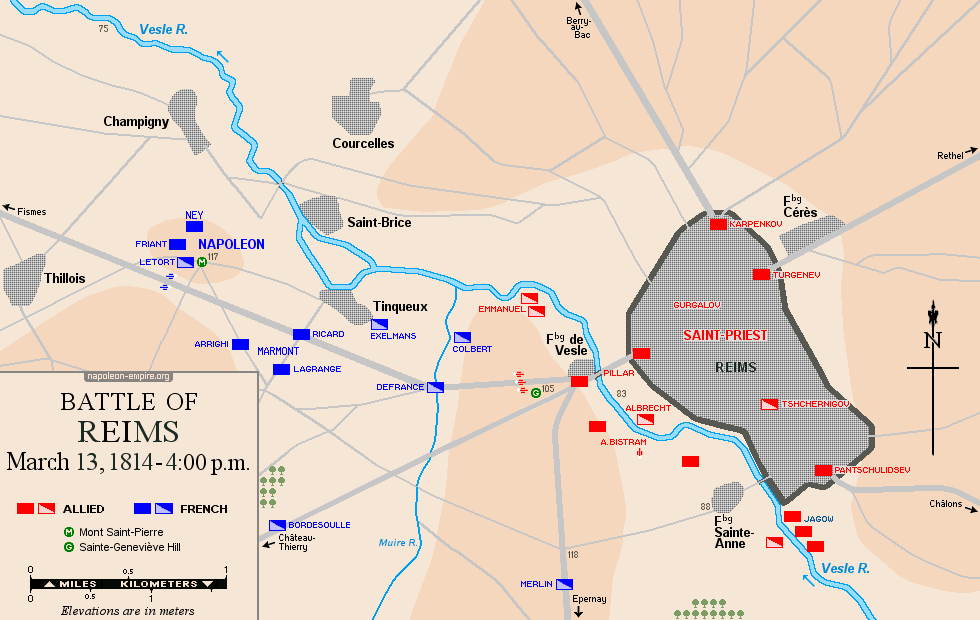 Napoleonic battles - Map of the Battle of Reims