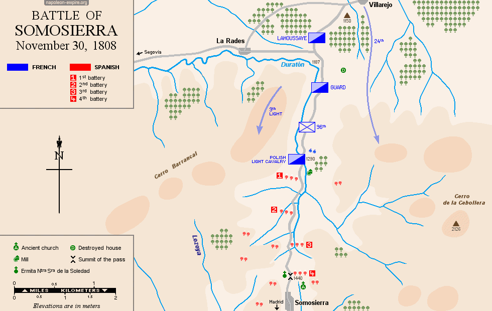Napoleonic battles - Map of the Battle of Somosierra
