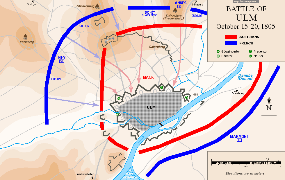 Napoleonic battles - Map of the Siege of Ulm in 1805