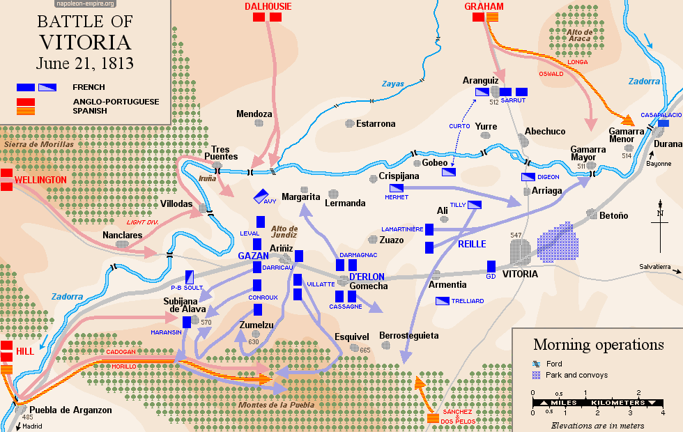 Map of the battle of Vitoria