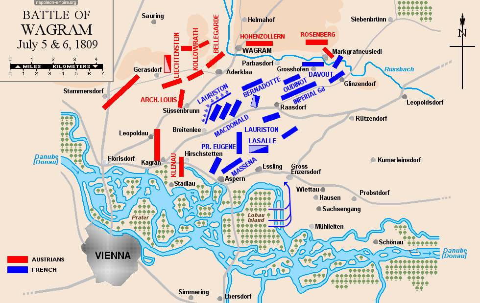 Map of the battle of Wagram