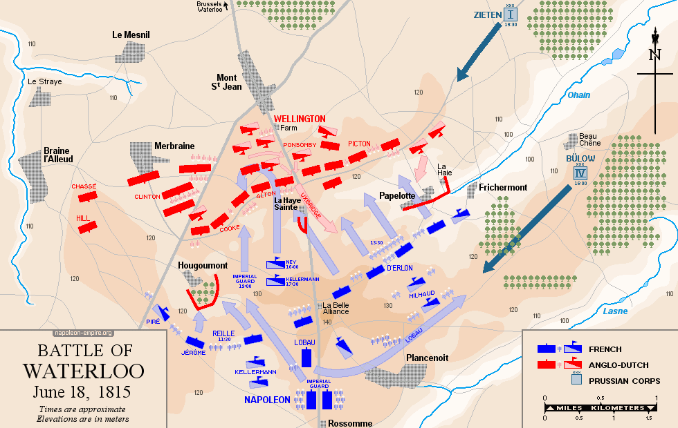 Napoleonic battles - Map of the Battle of Waterloo