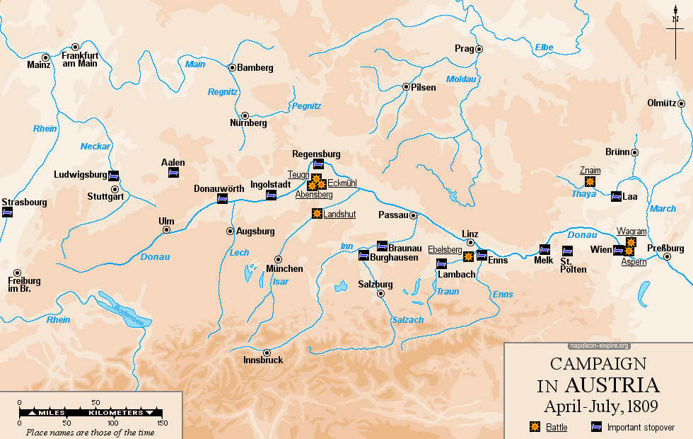 Napoleonic Battles - Map of the Campaign in Germany and Austria (1805)