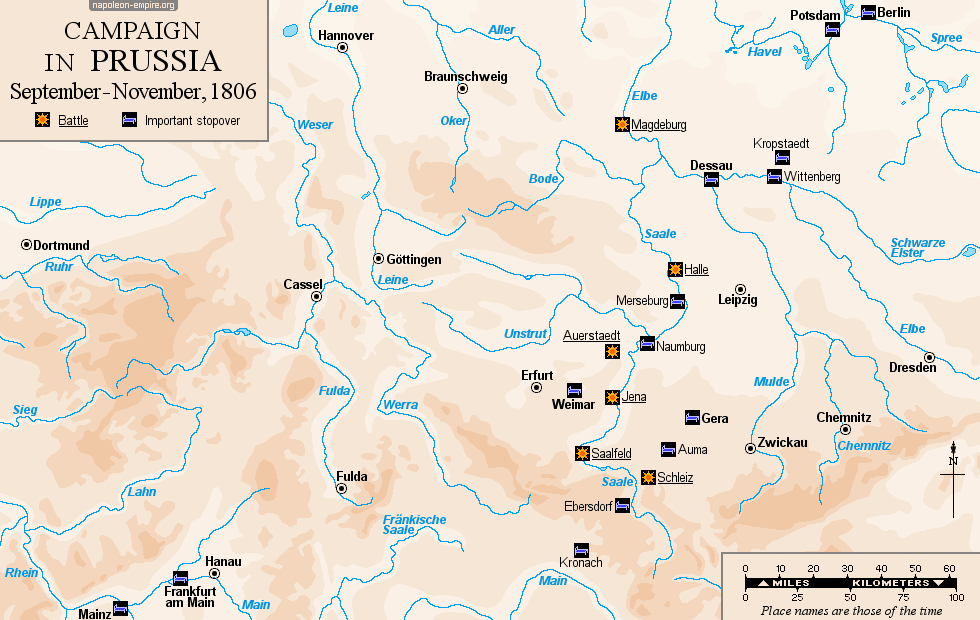 Napoleonic wars - Map of the campaign in Prussia (1806)