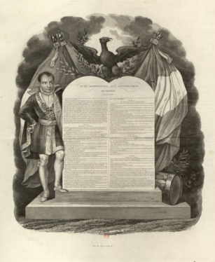 Gravure présentant l'acte additionnel aux Constitutions de l'Empire
