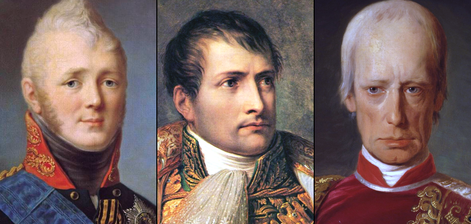 Les trois Empereurs : Alexandre Ier, Napoleon Ier, François II Les trois Empereurs présents à la bataille : Alexandre Ier de Russie, Napoleon Ier, François II du Saint-Empire