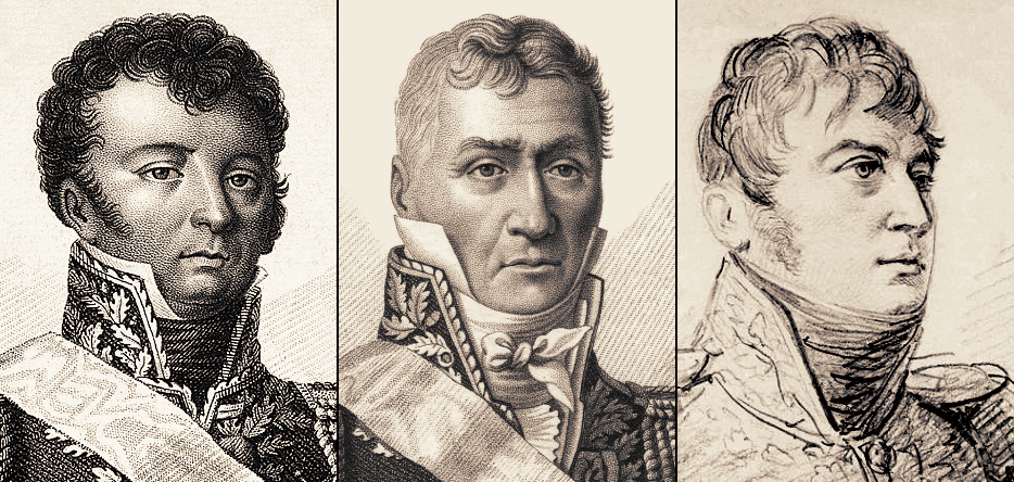 Les généraux Dominique Vandamme, Louis Friant et Jean Rapp Trois généraux français s'étant distingués au cours de la bataille d'Austerlitz : Dominique-Joseph-René Vandamme, Louis Friant et Jean Rapp