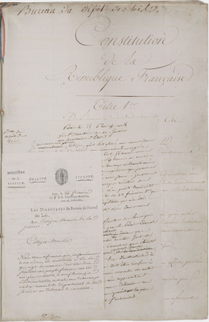 Première page du manuscrit de la Constitution de l'an VIII Première page du manuscrit de la Constitution de l'an VIII
