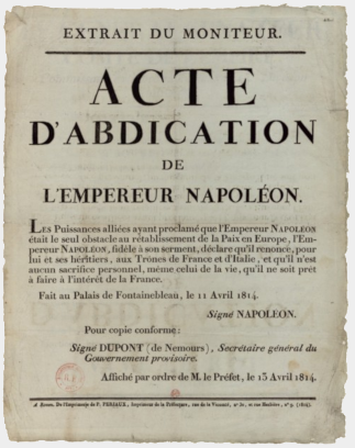 Affiche de la première abdication de Napoléon Ier Affiche de la première abdication de Napoléon Ier