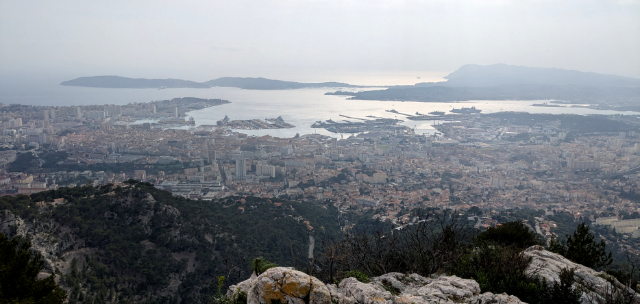 Toulon harbor in winter, viewed from the foothills of Mont-Faron