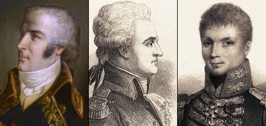 The French officers Charles René Magon de Médine, Pierre Charles Silvestre de Villeneuve, and Jean Jacques Étienne Lucas Some French officers who distinguished themselves during the Battle of Trafalgar: Charles René Magon de Médine, Pierre Charles Silvestre de Villeneuve, and Jean Jacques Étienne Lucas.