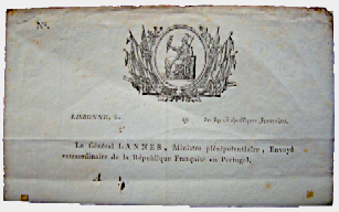 Papier à entête du général Lannes, ambassadeur au Portugal Papier à entête du général Lannes, ambassadeur au Portugal